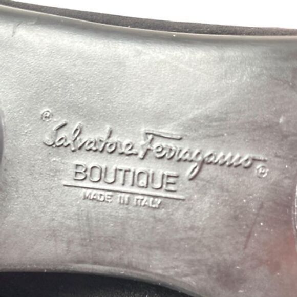 Salvatore Ferragamo Womens Spectator Ballet Flats Shoes Black Wingtip Bow 7.5 B - Picture 6 of 12